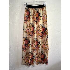 Womens floral sheer lined maxi skirt small cottagecore fairycore prairie peasant